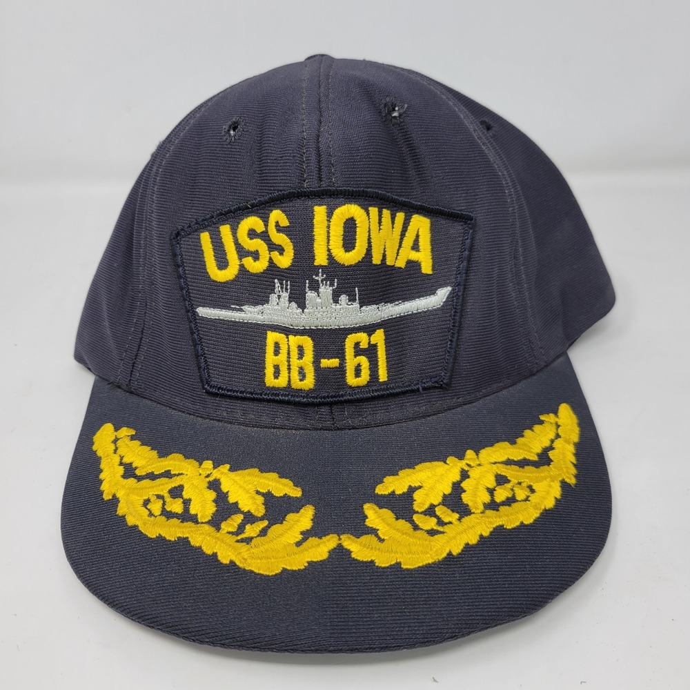 USS Iowa BB-61 Navy Blue Snapback‎ Hat Scrambled Eggs Made in USA Military Cap